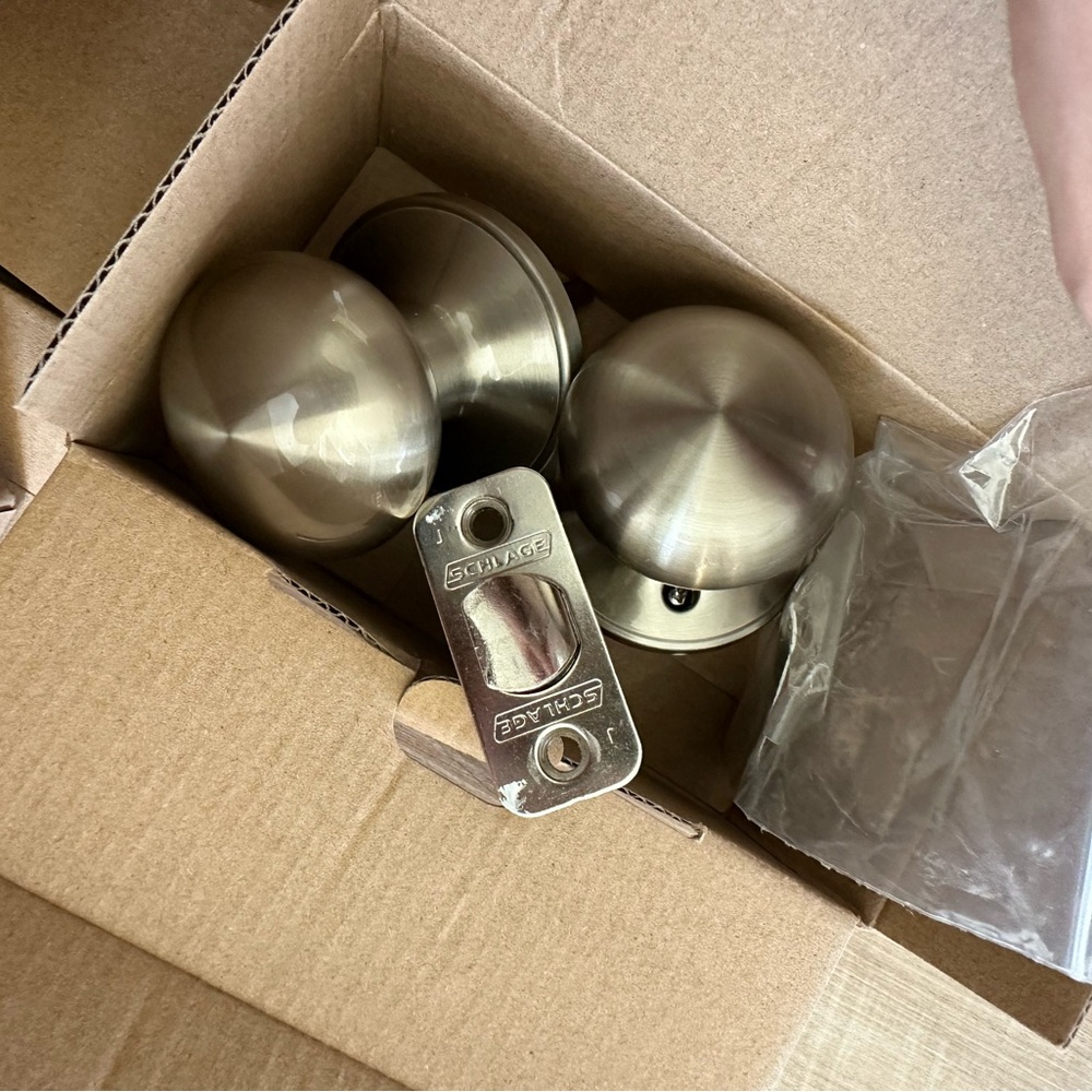 Schlage Brushed Satin Nickel Passage Door Knob  1 Set